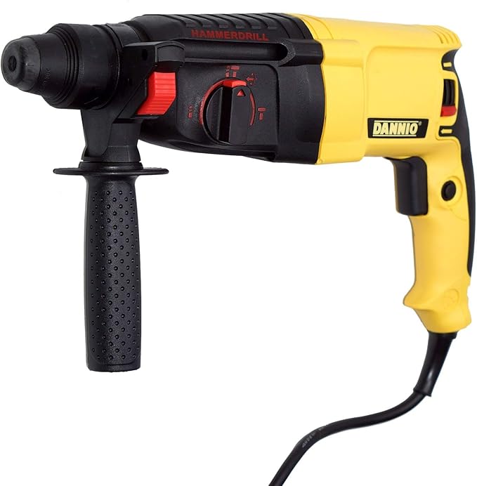 DANNIO Rotary Hammer Drill with Dual Drill Modes, 360° Rotating Auxiliary Handle, 26mm SDS-Plus, Concrete Power Tools with Case - 800 Watts (DN-26)