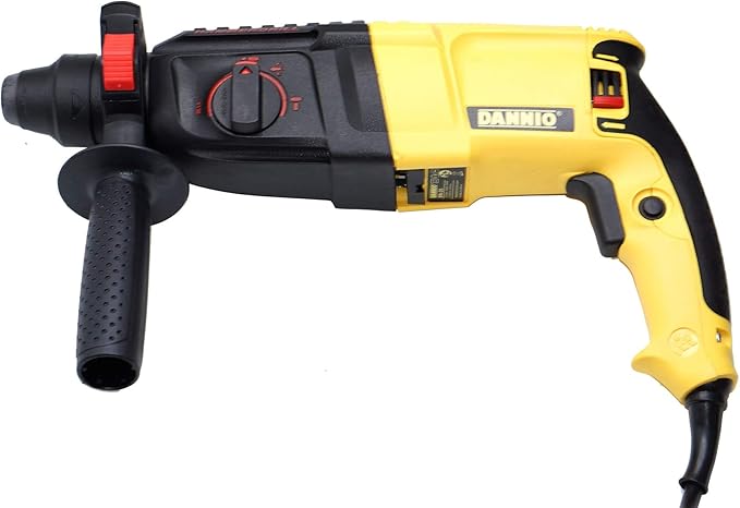 DANNIO Rotary Hammer Drill with Dual Drill Modes, 360° Rotating Auxiliary Handle, 26mm SDS-Plus, Concrete Power Tools with Case - 800 Watts (DN-26)