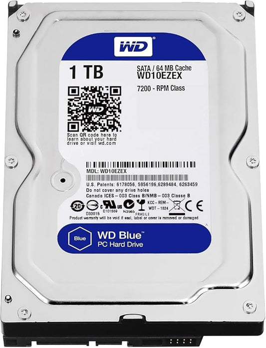 Western Digital(WD) BLUE Deskptop 1TB(1Terabyte) 3.5"Hard Disk Drive, (Refurbished)