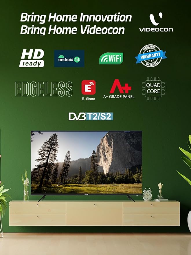 Videocon 32 E32EL1100 Inch Edgeless Android 14 HD Ready Smart TV (Refurbished)