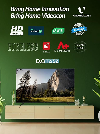 Videocon 32 E32EL1100 Inch Edgeless Android 14 HD Ready Smart TV (Refurbished)
